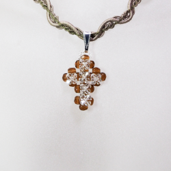 Pendant 40cm - Proserpine-Khaki Braid - Pendant 40cm - Laiton argenté